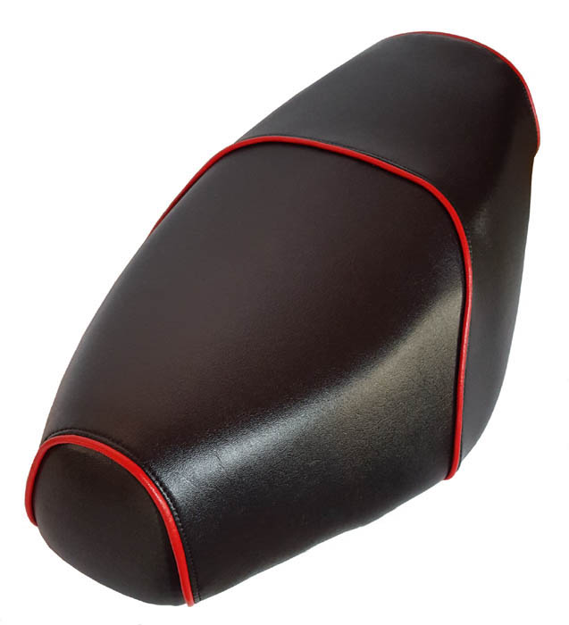 Black Genuine Buddy Seat Cover - Choose your own Piping Color! - Click Image to Close